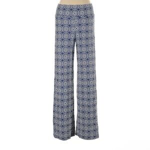 HELEN JON Navy and White Wide Leg Pants Fold Over Beach Pant Strech Small